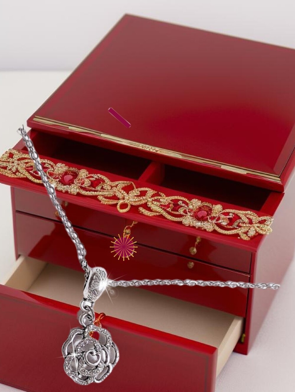Stylish Crystal Flower Pendant Necklace